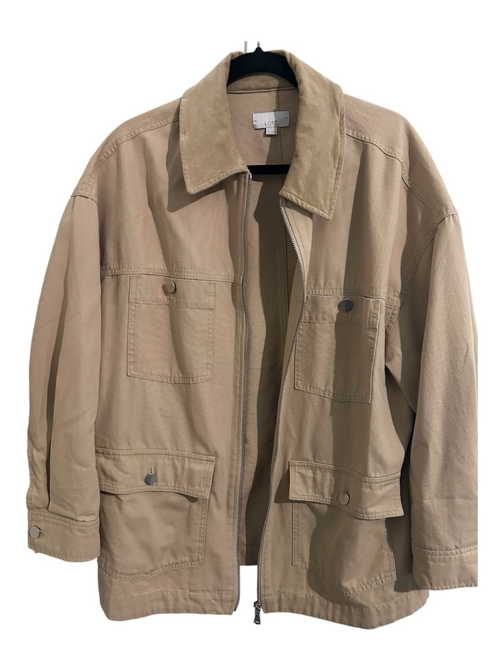 LOFT Beige Canvas Utility Barn Jacket